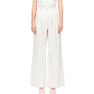 New Rebecca Taylor Striped Wide Leg Suit Pants Snow and Black NWT Women’s 0